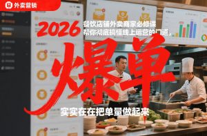 2026餐饮店铺外卖商家必修课，帮你彻底搞懂线上运营的门道，实实在在把单量做起来-网创项目
