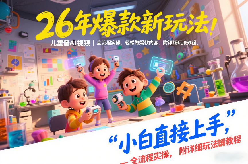 26年爆款新玩法，儿童科普AI视频，全流程实操，轻松做爆款内容，小白直接上手，附详细玩法教程-网创项目