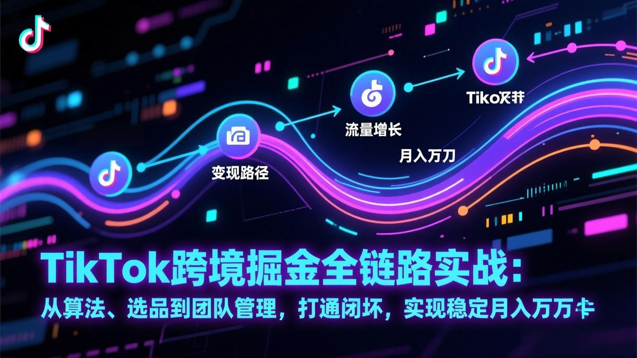TikTok跨境掘金全链路实战：从算法、选品到团队管理，打通闭环，实现稳定月入万刀-网创项目