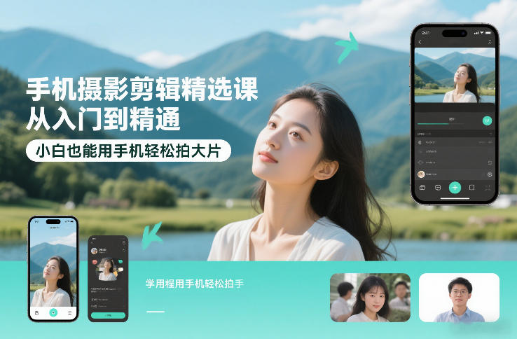 手机摄影剪辑精选课，从入门到精通，小白也能用手机轻松拍大片-网创项目