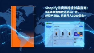 Shopify爆款打法实战：从选品到广告投放，复制爆款模型，驱动独立站月销售额破万刀-网创项目