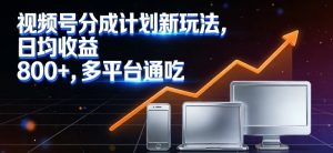 视频号分成计划新玩法，日均收益8张，多平台通吃-网创项目