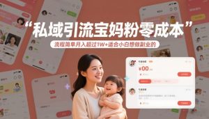 私域引流宝妈粉零成本流程简单月入超过1W+适合小白想做副业的-网创项目