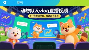 动物拟人vlog直播视频，5分钟教你学会，快速起号涨粉-网创项目