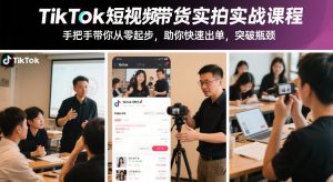 TikTok短视频带货实拍实战课程，手把手带你从零起步，助你快速出单，突破瓶颈-网创项目