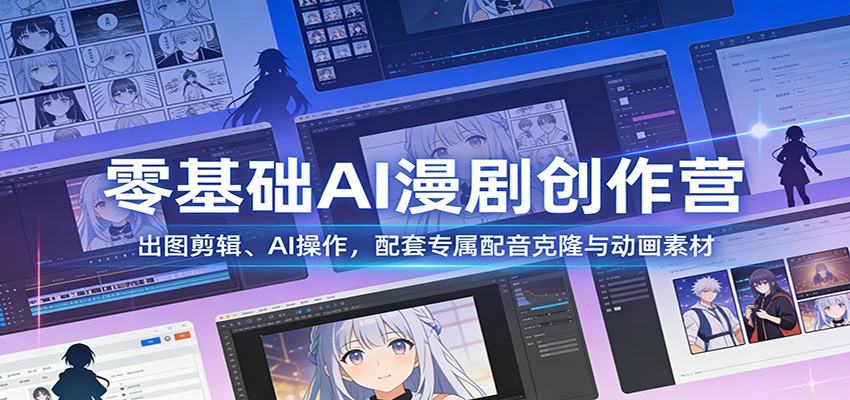 零基础AI漫剧创作营：出图剪辑、AI操作，配套专属配音克隆与动画素材-网创项目