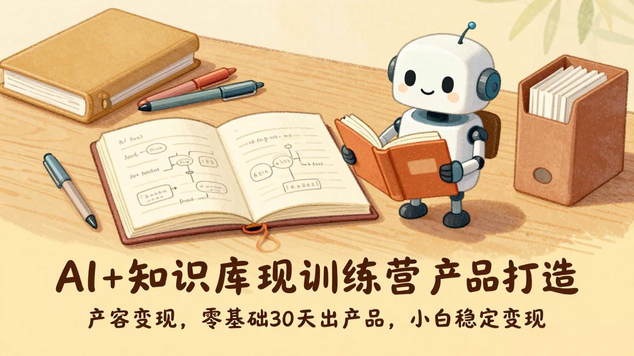 AI+知识库变现训练营，产品打造、内容创作、全平台变现，零基础30天出产品，小白稳定变现-网创项目