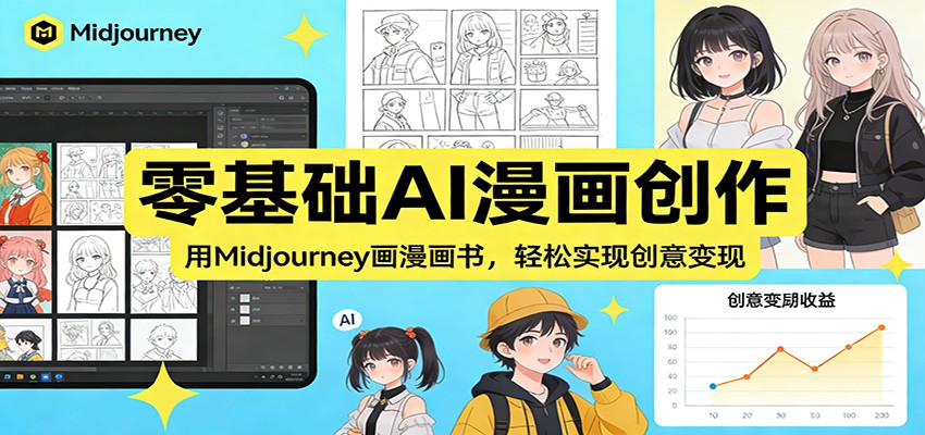 零基础AI漫画创作：用Midjourney画漫画书，轻松实现创意变现-网创项目