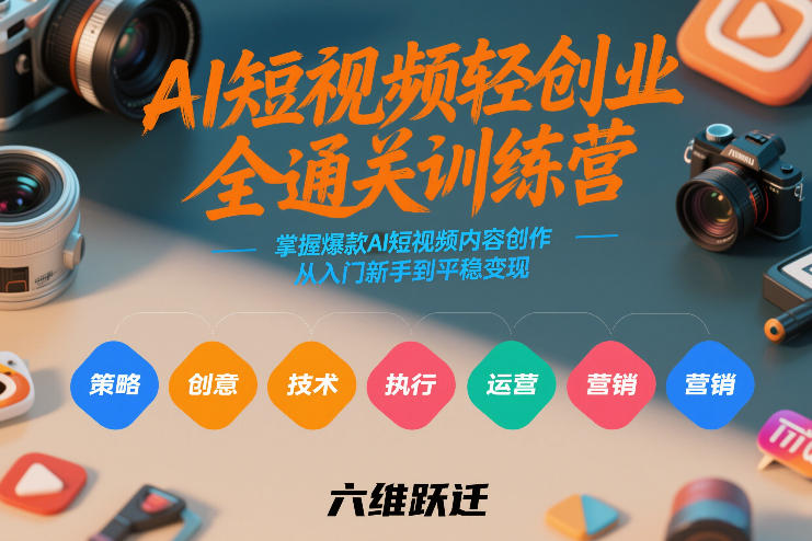 AI短视频轻创业全通关训练营，掌握爆款AI短视频内容创作，从入门新手到平稳变现的六维跃迁-网创项目