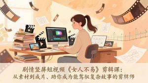 剧情竖屏短视频《女人不易》剪辑课：从素材到成片、助你成为能驾驭复杂故事的剪辑师-网创项目