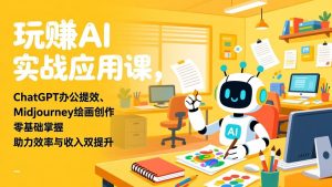 玩赚AI实战应用课,ChatGPT办公提效、Midjourney绘画创作,零基础掌握,助力效率与收入双提升-网创项目