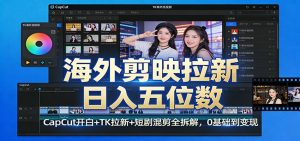 海外剪映拉新日入五位数:CapCut开白+TK拉新+短剧混剪全拆解,0基础到变现-网创项目
