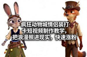 疯狂动物城情侣装打卡短视频制作教学，把浪漫照进现实，快速涨粉-网创项目