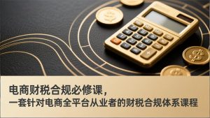 电商财税合规必修课,是一套针对电商全平台从业者的财税合规体系课程-网创项目