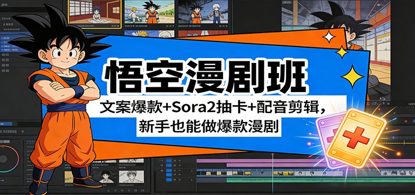 悟空漫剧班：文案爆款+Sora2抽卡+配音剪辑，新手也能做爆款漫剧-网创项目