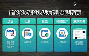 拼多多+抖音小店无货源开店,包括:选品、运营、基础、付费推广、爆款案例等(更新26年2月)-网创项目