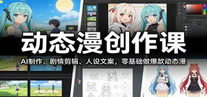 动态漫创作课：AI制作、剧情剪辑、人设文案，零基础做爆款动态漫-网创项目