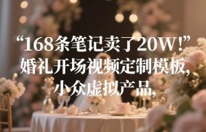 168条笔记卖了20W!婚礼开场视频定制模板,小众虚拟产品-网创项目