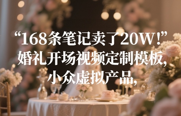 168条笔记卖了20W！婚礼开场视频定制模板，小众虚拟产品-网创项目