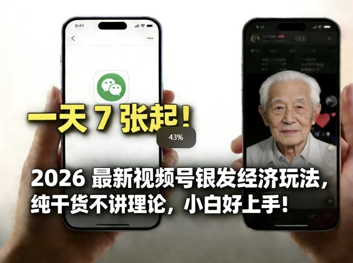 2026最新视频号银发经济玩法，轻松每天7张起，小白也可做-网创项目