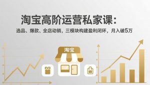 淘宝高阶运营私家课:选品、爆款、全店动销,三模块构建盈利闭环,月入破5万(更新26年2月-网创项目