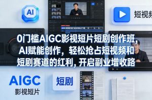 0门槛AIGC影视短片短剧创作班,AI赋能创作,轻松抢占短视频和短剧赛道的红利,开启副业增收路-网创项目