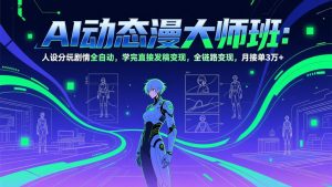 AI动态漫剧大师班：人设分镜剧情全自动，学完直接发稿变现，全链路变现，月接单3万+-网创项目