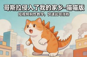 哥斯拉侵入了我的家乡–喵喵版短视频制作教学，快速起号涨粉-网创项目