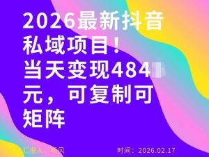 26年最新抖音私域玩法，当天变现4张+，可复制可粘贴，新手小白可做-网创项目