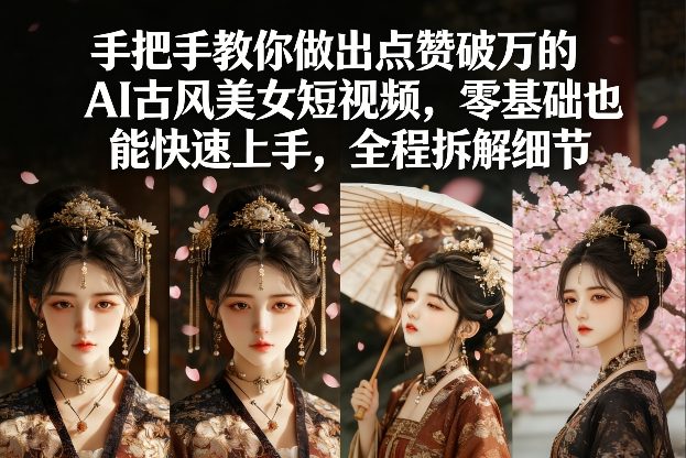 手把手教你做出点赞破万的AI古风美女短视频，零基础也能快速上手，全程拆解细节-网创项目