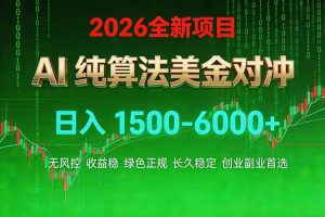 2026 全新美金对冲项目，不套平台赠金，不封号，纯算法对冲，日入 1500-6000+-网创项目