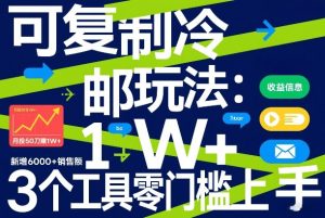 可复制冷邮件玩法：月投50刀賺1W+，新增6000+销售额，3个工具零门槛上手-网创项目