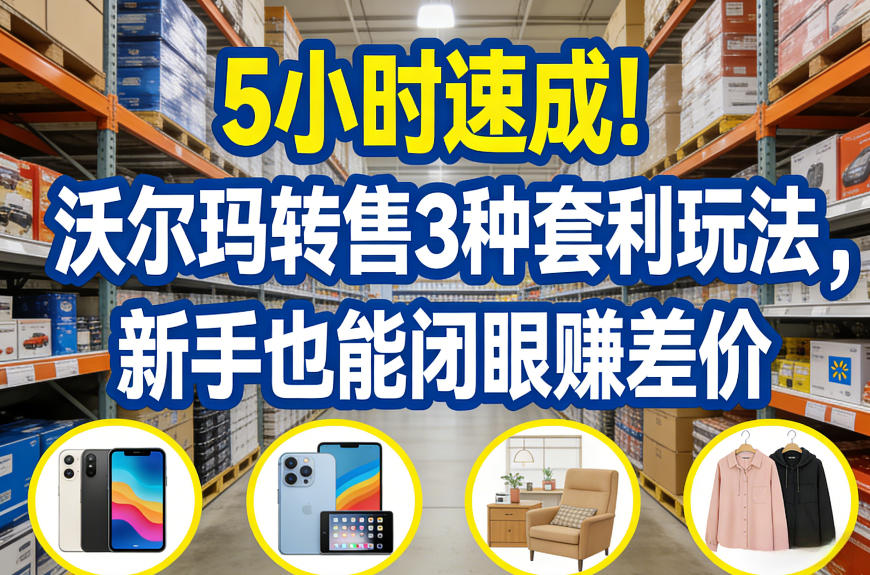 5小时速成！沃尔玛转售3种套利玩法，新手也能闭眼賺差价-网创项目