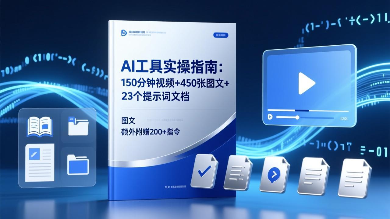 AI工具实操指南：150分钟视频+450张图文+23个提示词文档，额外附赠200+指令-网创项目