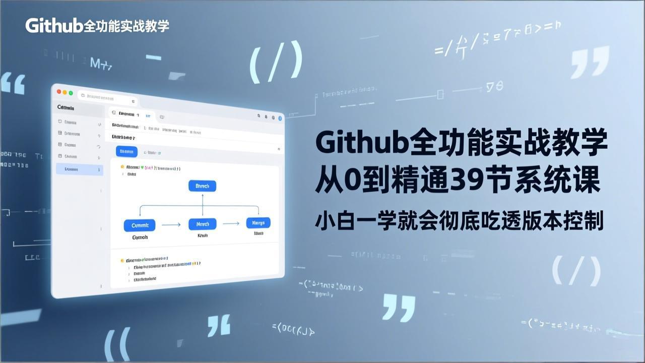 GitHub-全功能实战教学，从0到精通39节系统课，小白一学就会彻底吃透版本控制-网创项目