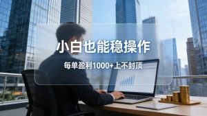 2026新项目，小白也能稳操作，每单盈利1000+上不封顶-网创项目
