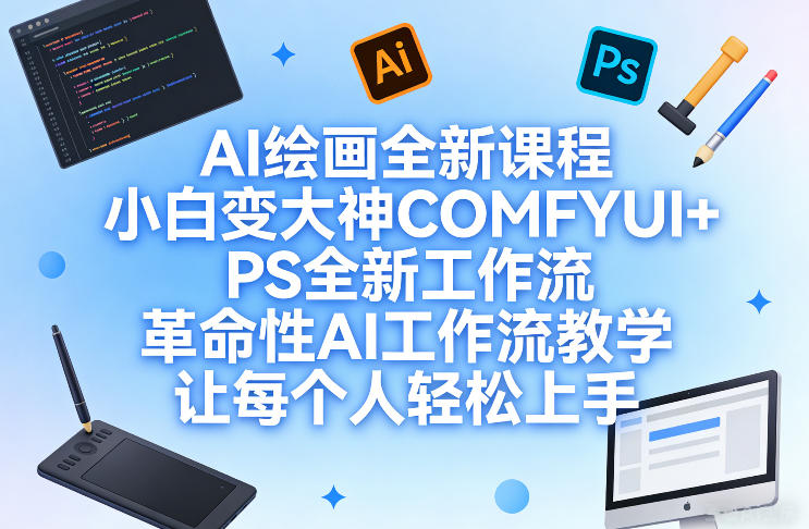 AI绘画全新课程，小白变大神COMFYUI+PS全新工作流，革命性AI工作流教学，让每个人轻松上手-网创项目