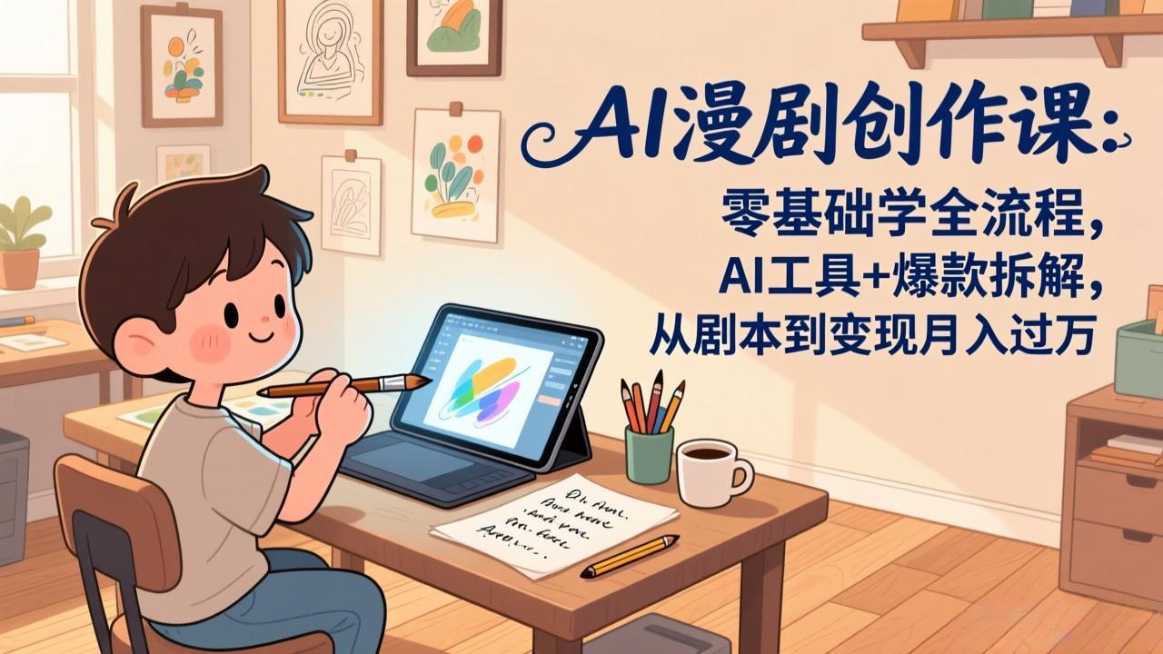 AI漫剧创作课：零基础学全流程，AI工具+爆款拆解，从剧本到变现月入过万-网创项目