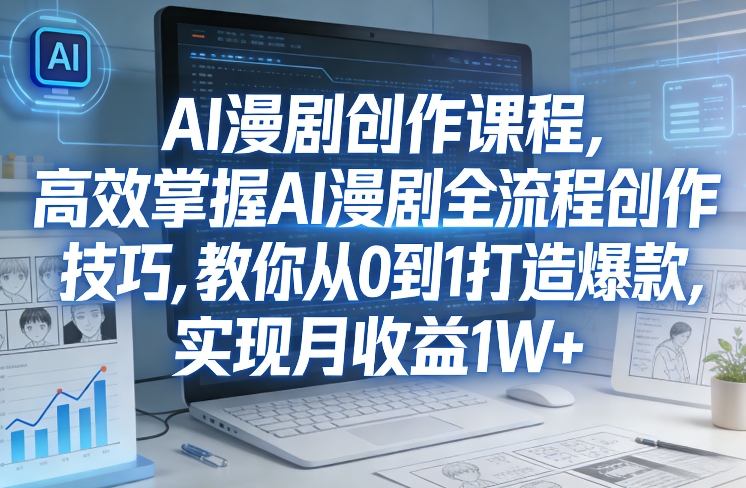 某社群AI漫剧创作课程，高效掌握AI漫剧全流程创作技巧，教你从0到1打造爆款，实现月收益1W+-网创项目