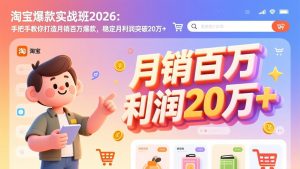 淘宝爆款实战班-2026年3月更新：手把手教你打造月销百万爆款，稳定月利润突破20万+-网创项目