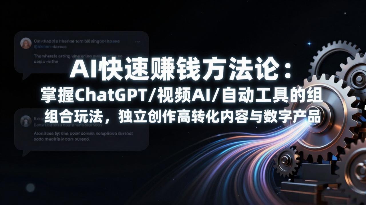 AI快速赚钱方法论：掌握ChatGPT/视频AI/自动化工具的组合玩法，独立创作高转化内容与数字产品-网创项目