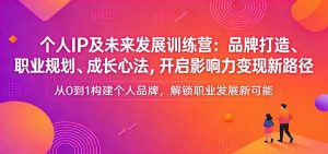 个人IP及未来发展训练营:品牌打造、职业规划、成长心法,开启影响力变现新路径-网创项目