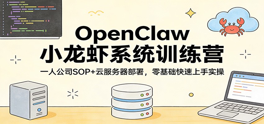 OpenClaw小龙虾系统训练营：一人公司SOP，云服务器部署，零基础快速上手实操-网创项目