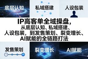 IP高客单全域操盘，从底层认知、私域搭建、人设包装，到发售策划、裂变增长、AI赋能的全链路打法-网创项目
