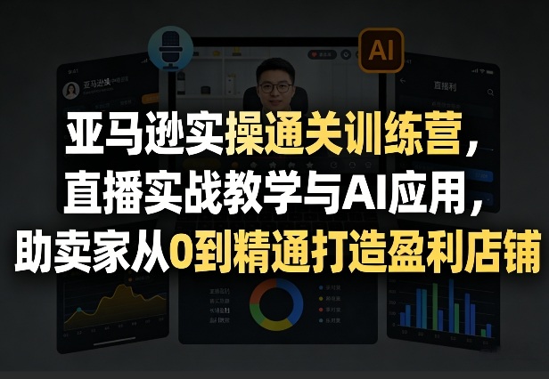 亚马逊实操通关训练营，直播实战教学与AI应用，助卖家从0到精通打造盈利店铺(更新3月)-网创项目