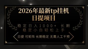 2026年最新tp挂机日提项目:稳定日入1000+小白轻松上手-网创项目