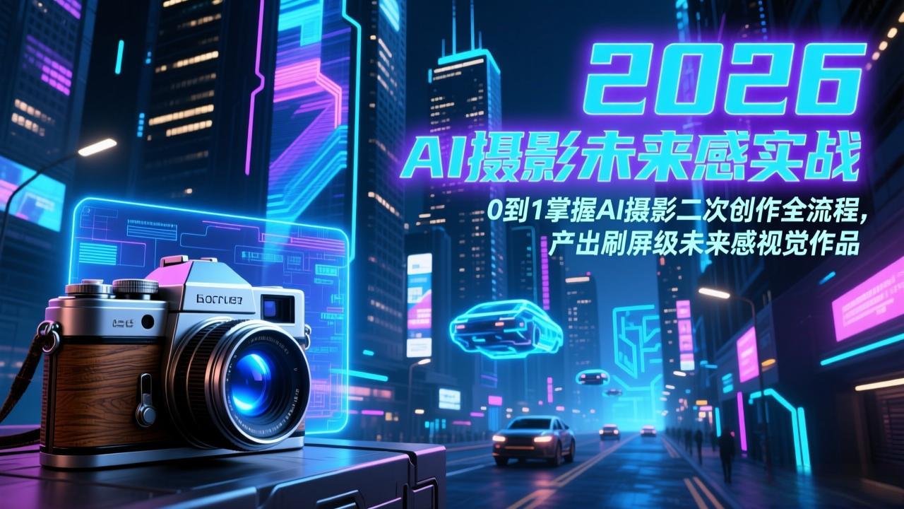 2026 AI摄影未来感实战：0到1掌握AI摄影二次创作全流程，产出刷屏级未来感视觉作品-网创项目