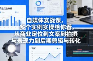 自媒体实战课,多个实例实操给你看,从商业定位到文案到拍摄与表现力到后期剪辑与转化-网创项目