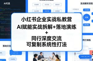 小红书企业实战私教营，AI赋能实战拆解+落地演练+同行深度交流，可复制系统性打法-网创项目