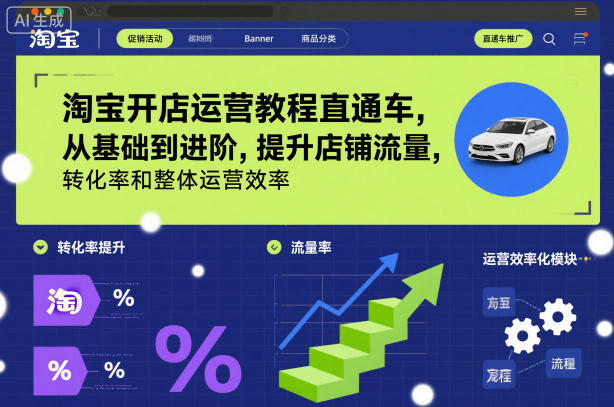 淘宝开店运营教程直通车，从基础到进阶，提升店铺流量，转化率和整体运营效率(更新26年3月)-网创项目